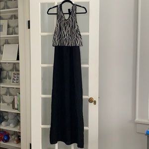 NWT WEDDING GUEST DRESS BLACK AND WHITE MAXI